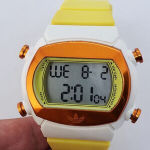 Adidas Originals 44MM Men Digital Watch Multicolor Case Yellow Bands New Battery